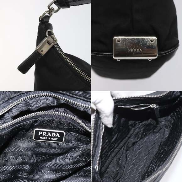 PRADA Hand Bag Nylon Black Silver - Picture 11 of 13